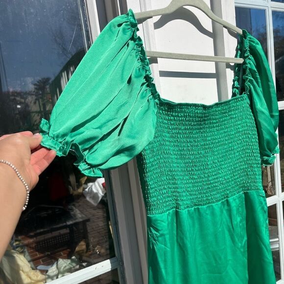 NSR Puff Sleeve Smocked Midi Dress NWT - Picture 5 of 9